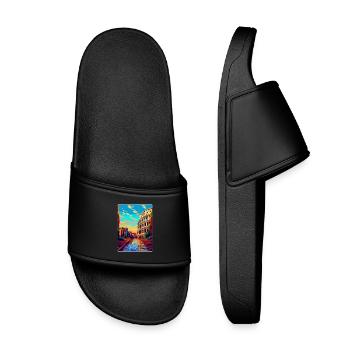 Rome Italy Vintage Travel Poster Souvenir Souvenir - Kids’ Pool Sliders - black - Front