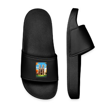 Westminster Abbey London England Uk Travel Poster - Kids’ Pool Sliders - black - Front