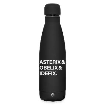 Asterix & Obelix & Idefix Namenschriftzug - Matte Thermosflasche 500 ml - Schwarz - Vorne