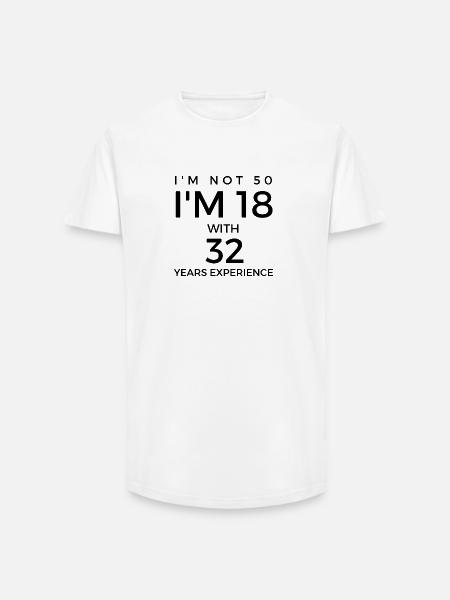 50-årsdag - si til 50-årsdag - T-skjorte herre med lang passform - hvit