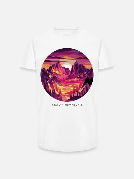 New Day, New Heights - Long Fit Men's T-Shirt - white