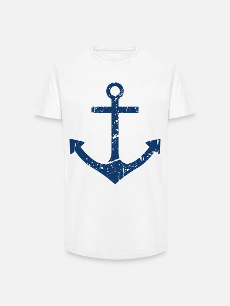 Ancre - T-shirt coupe longue homme - blanc