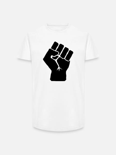 Poing levé de solidarité - T-shirt coupe longue homme - blanc