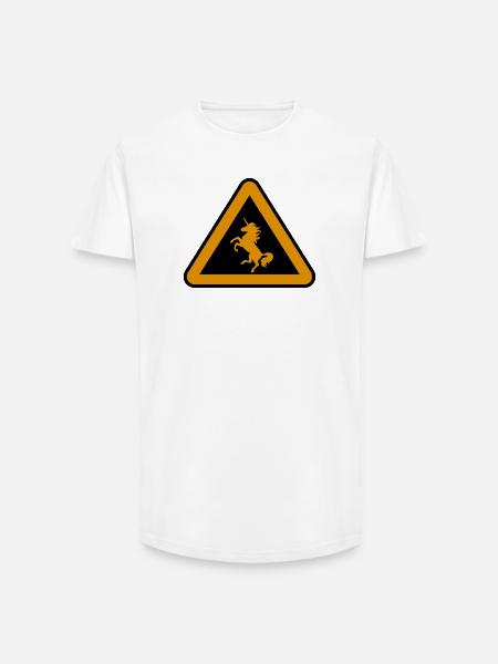 Achtung Einhorn, Gefahr - Long Fit Männer T-Shirt - Weiß