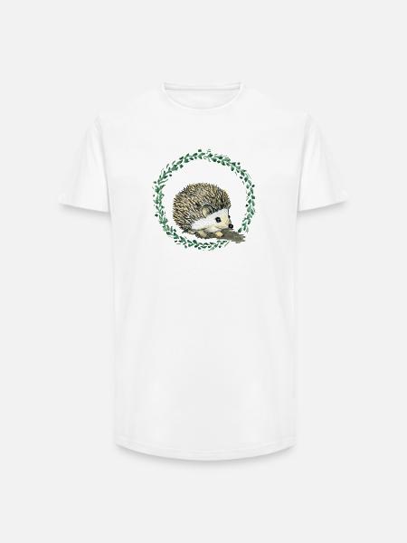 Hérisson - T-shirt coupe longue homme - blanc