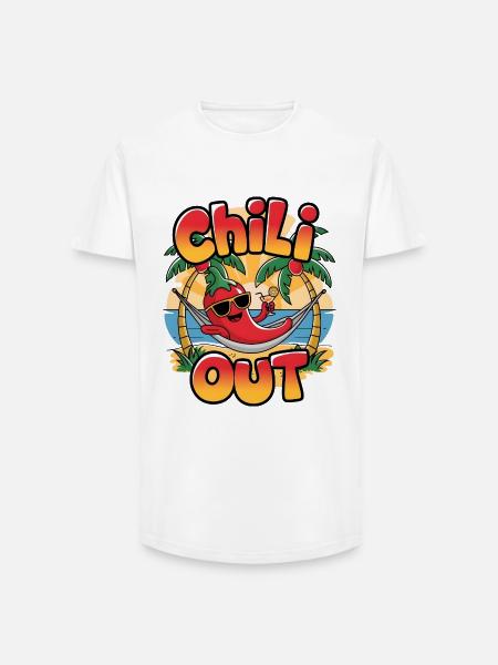 Chili Out - Long Fit Men's T-Shirt - white