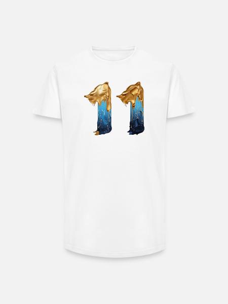 NEJ. 11 NUMMER 11 SEJ 11 ÅRS FØDSELSDAG - Long fit herre T-shirt - hvid