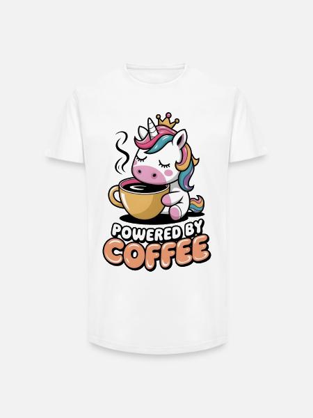 Powered By Coffee - Long Fit Men's T-Shirt - white