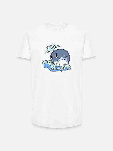 whale - Long Fit Men's T-Shirt - white