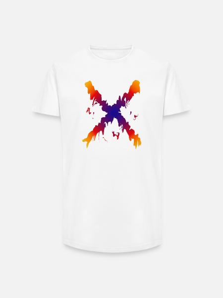 Regenbogen X Farbfluss Muster - Long Fit Männer T-Shirt - Weiß