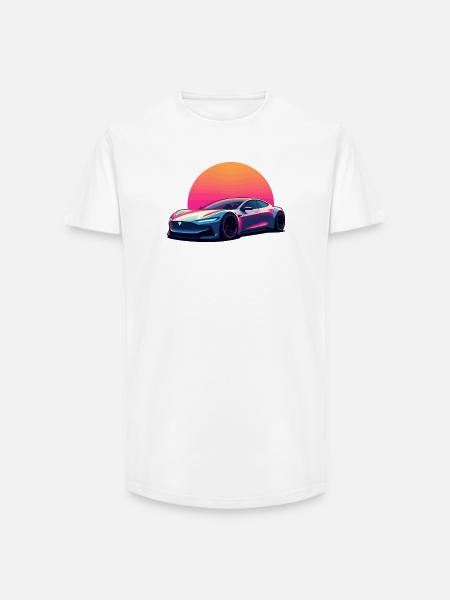 Electric Wave - Long Fit Men's T-Shirt - white