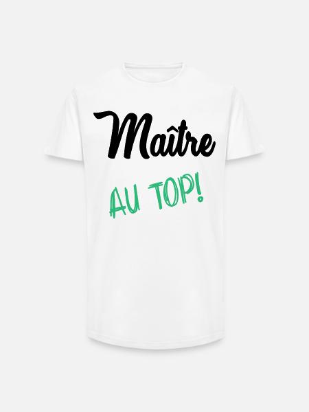 MAITRE. MAÎTRESSE. MERCI - T-shirt coupe longue homme - blanc