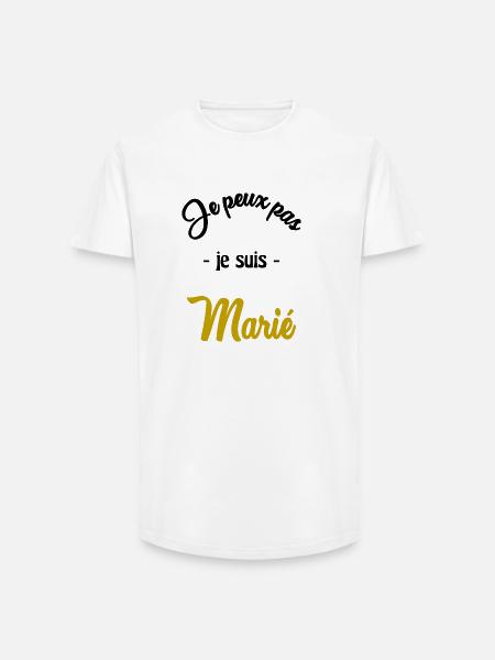 JUST MARRIED. EVJF - T-shirt coupe longue homme - blanc