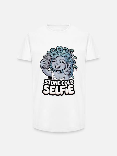 Stone Cold Selfie - Long Fit Men's T-Shirt - white