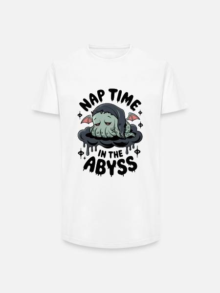 Nap Time In The Abyss - Long Fit Men's T-Shirt - white