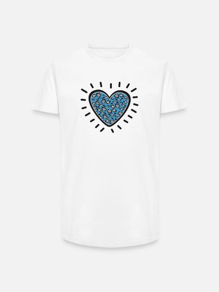 Leopard Heart Burst - Long Fit Men's T-Shirt - white