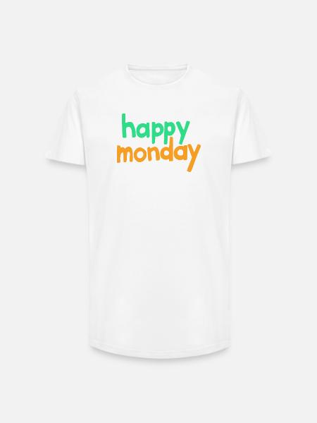 happy monday - Long Fit Men's T-Shirt - white