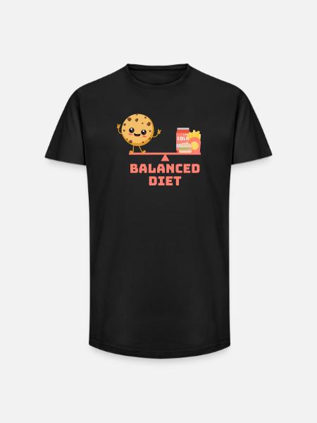 équilibré cookie fastfood Régime - T-shirt coupe longue homme - noir