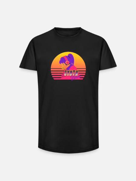 Synthwave Girl - Long Fit Men's T-Shirt - black
