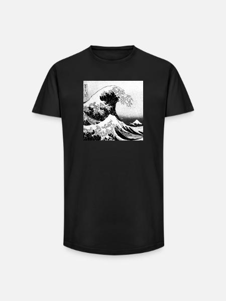 Japanese wave Kanagawa Style bd - Long Fit Men's T-Shirt - black