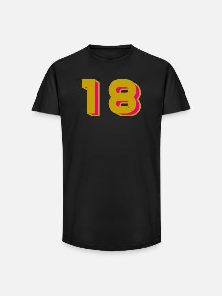 18 - Long Fit Men's T-Shirt - black