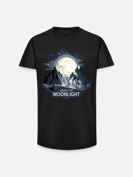 Under The Moonlight - Long Fit Men's T-Shirt - black