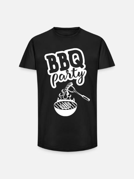 BBQ PARTY Kitchen Apron - Long Fit Men's T-Shirt - black