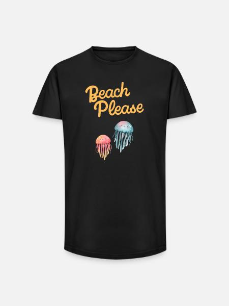beach please jellyfish - Long Fit Men's T-Shirt - black