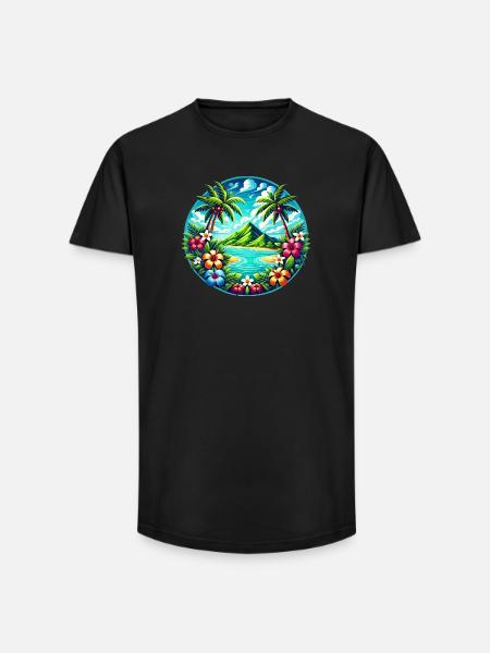Caribbean Island Logo - Long Fit Men's T-Shirt - black