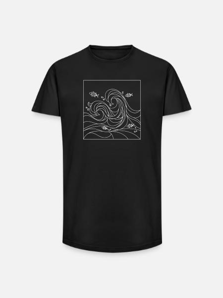 geometric ocean - Long Fit Men's T-Shirt - black