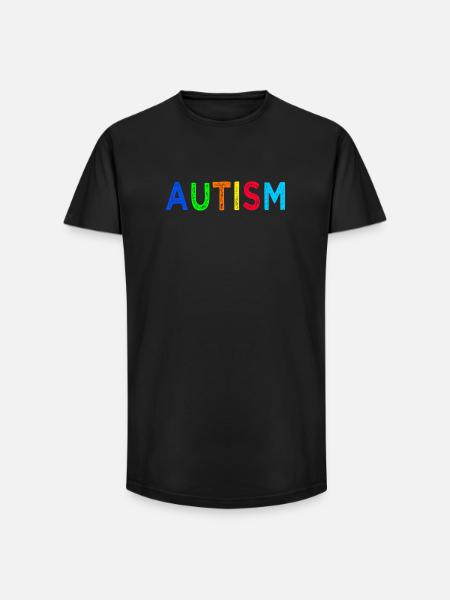 Arc-en-Ciel Autisme: Message d’Espoir - T-shirt coupe longue homme - noir
