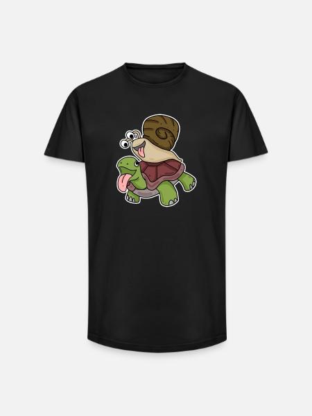 Tortue et escargot - T-shirt coupe longue homme - noir