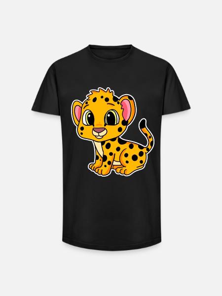 Bébé guépard - T-shirt coupe longue homme - noir
