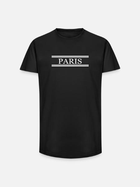 Paris France Chic - T-shirt coupe longue homme - noir