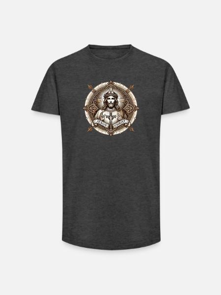 Jesus Christ Antiq Logo - Long Fit Men's T-Shirt - charcoal grey