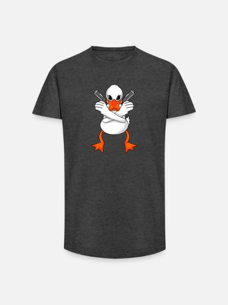 Duck with gun - Long Fit Men's T-Shirt - charcoal grey