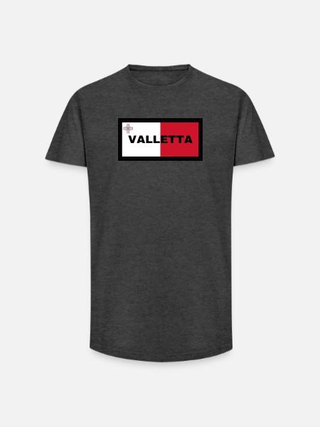 La Valette à Malte Drapeau - T-shirt coupe longue homme - charbon