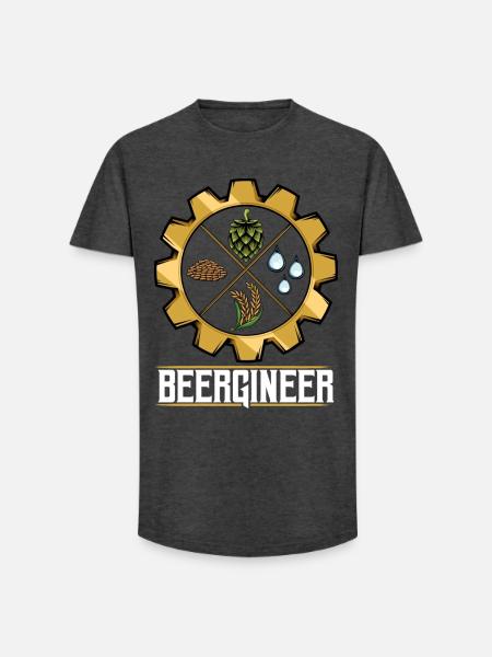 Beergineer Brau-Gear Emblem - Long Fit Men's T-Shirt - charcoal grey
