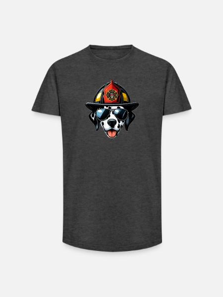 Dalmatiens des pompiers - T-shirt coupe longue homme - charbon