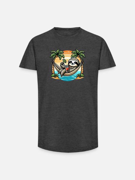 Sloth in hammock - Long Fit Men's T-Shirt - charcoal grey