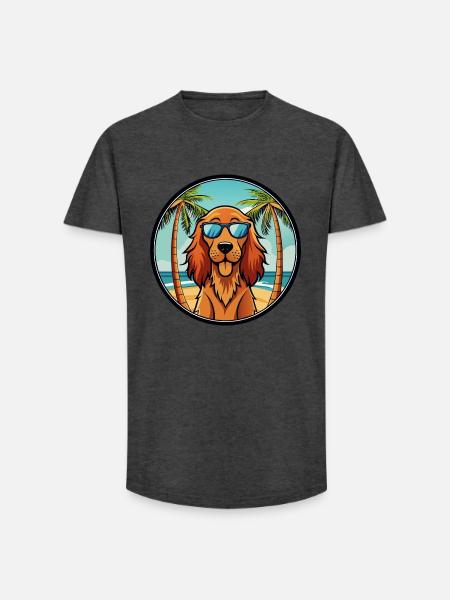 Irsk Setter Hund Race Tegneserie Solbriller Beach - Long fit herre T-shirt - charcoal
