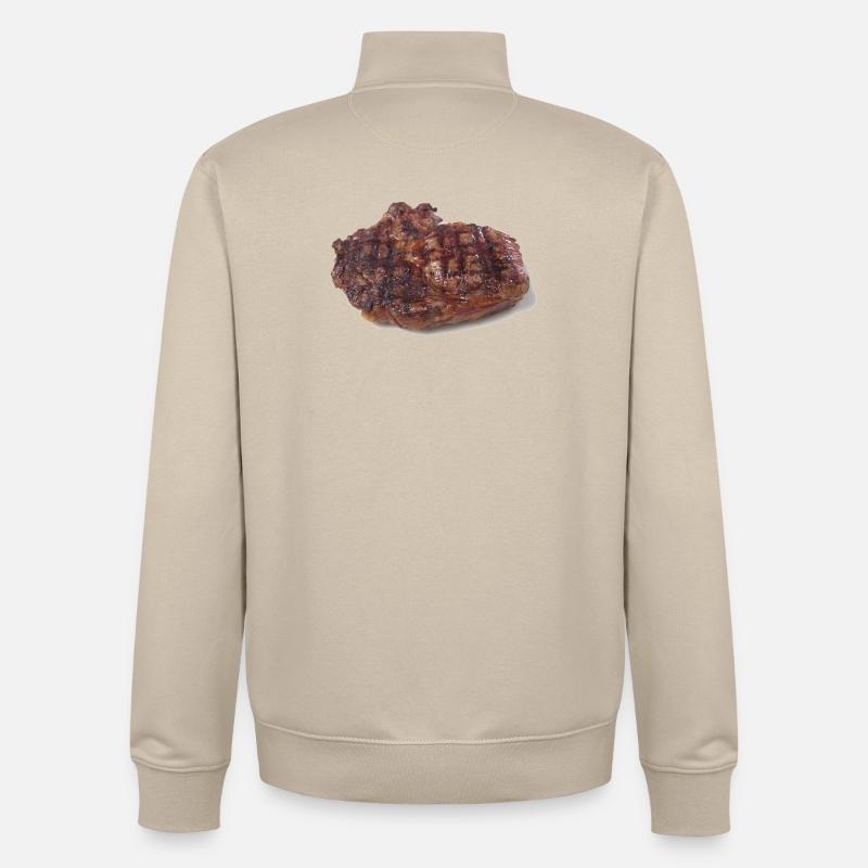 Steak - Sweat zippé unisexe en coton bio Stanley/Stella - beige crème