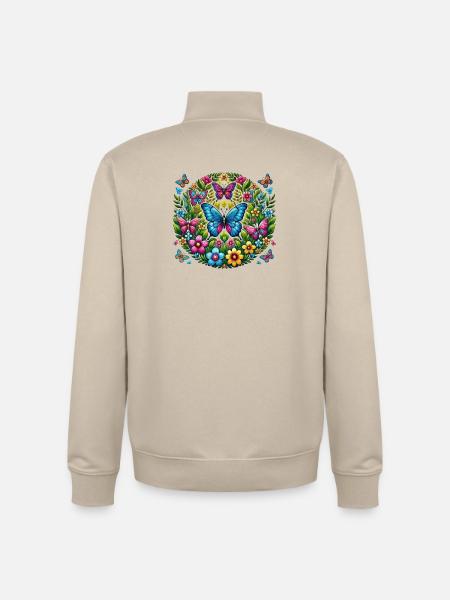 Papillons 2 - Sweat zippé unisexe en coton bio Stanley/Stella - beige crème