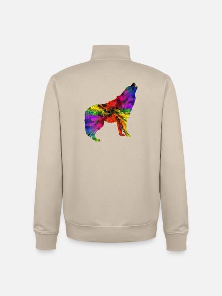 Wolf rainbow - Unisex Organic Zip Sweatshirt by Stanley/Stella - desert dust