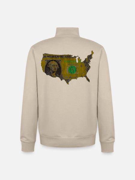 USA dollar flag - Unisex Organic Zip Sweatshirt by Stanley/Stella - desert dust
