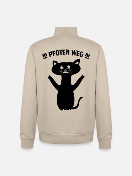 Pfoten Weg! – Schwarze Katze Statement - Unisex Organic Zip Sweatshirt von Stanley/Stella - Cremebeige