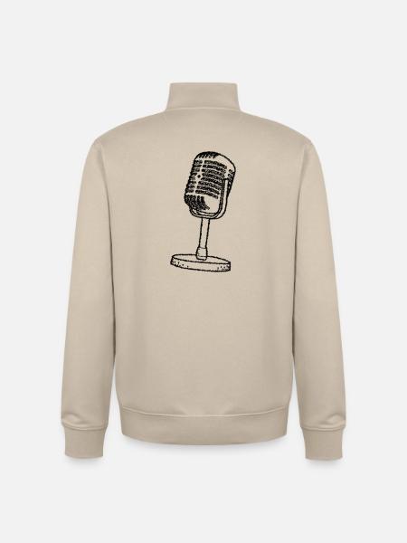 Mikrofon - Retro - gezeichnet - Unisex Organic Zip Sweatshirt von Stanley/Stella - Cremebeige