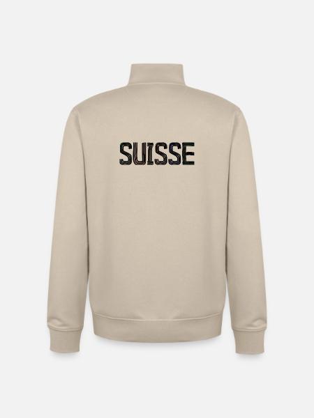 SUISSE. PAYS - Sweat zippé unisexe en coton bio Stanley/Stella - beige crème
