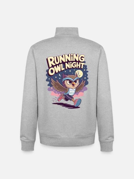 Running Owl Night - Unisex Organic Zip Sweatshirt by Stanley/Stella - heather grey