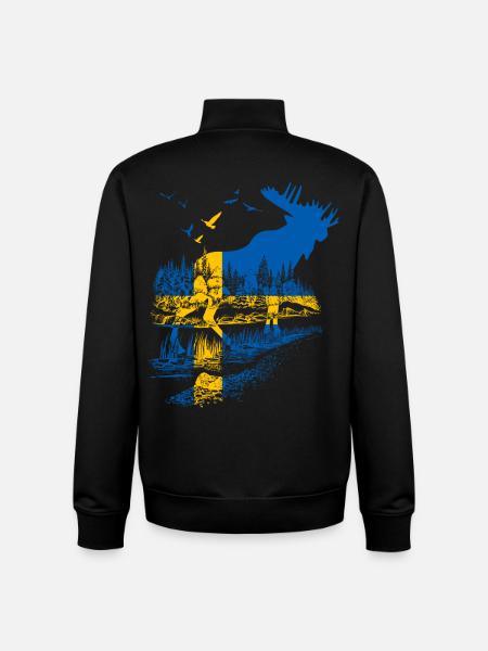 SWEDEN MOOSE - Unisex Organic Zip Sweatshirt by Stanley/Stella - black